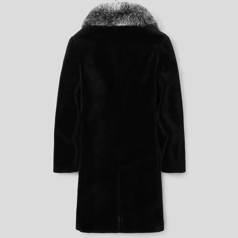 2024  Men's Imitation Fur Liner Winter Warm New Fur One-piece Coat Imitation Mink Fleece Mid-length Fur Coat  Men Jacket