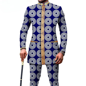 2025 Dashiki for Men African Suit Embroidery Jackets and Pants 2 Piece Set Traditional Attire Dashiki Clothes Print Outfits
