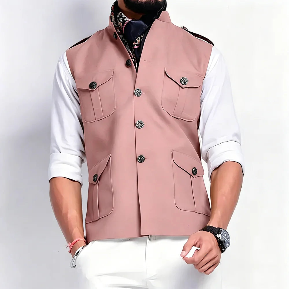 Elegant Wedding Suits For Groom Single Breasted Sleeveless Formal Tuxedos 2 Pieces Jacket Pants Party Prom Banquet Customized