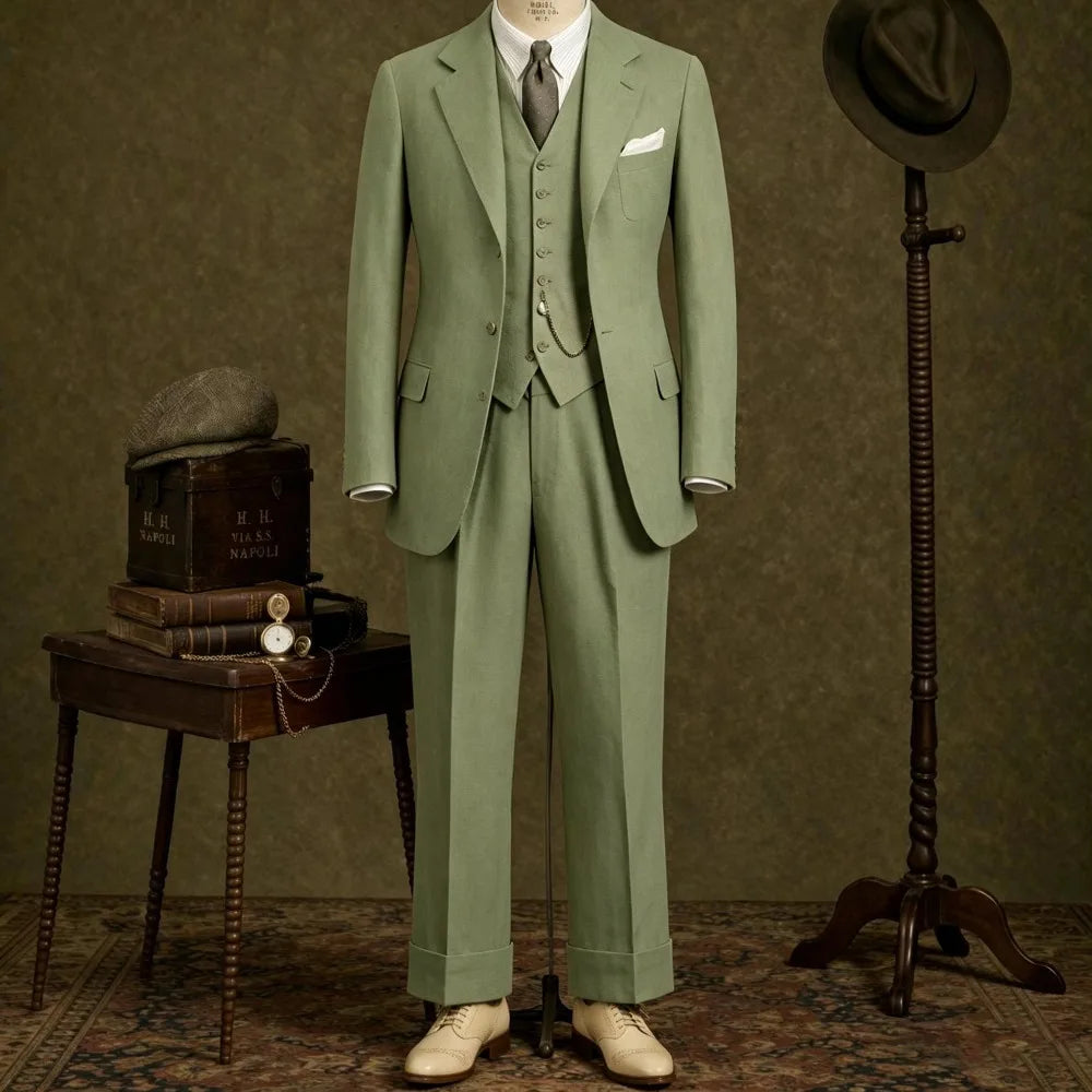 Linen Wedding Tuxedo For Summer Party 3 Pieces Beach Men Suits Slim Fit Groom Blazer Trousers Vest Set costume homme