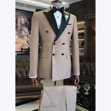 Elegant Men Suits Classic Double Breasted Peak Lapel Male Clothing 2 Piece Fashion Evening Party Business Prom Formal Set