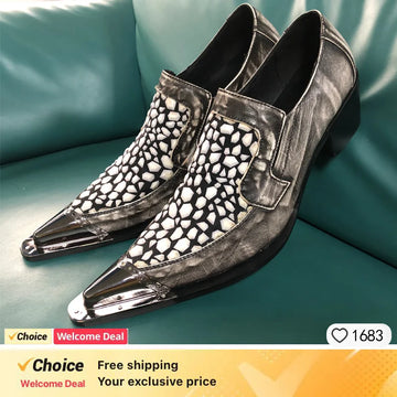 Men's Shoes Metal Toe Slip On Casual Business Shoes Elegant Male Dress Shoe