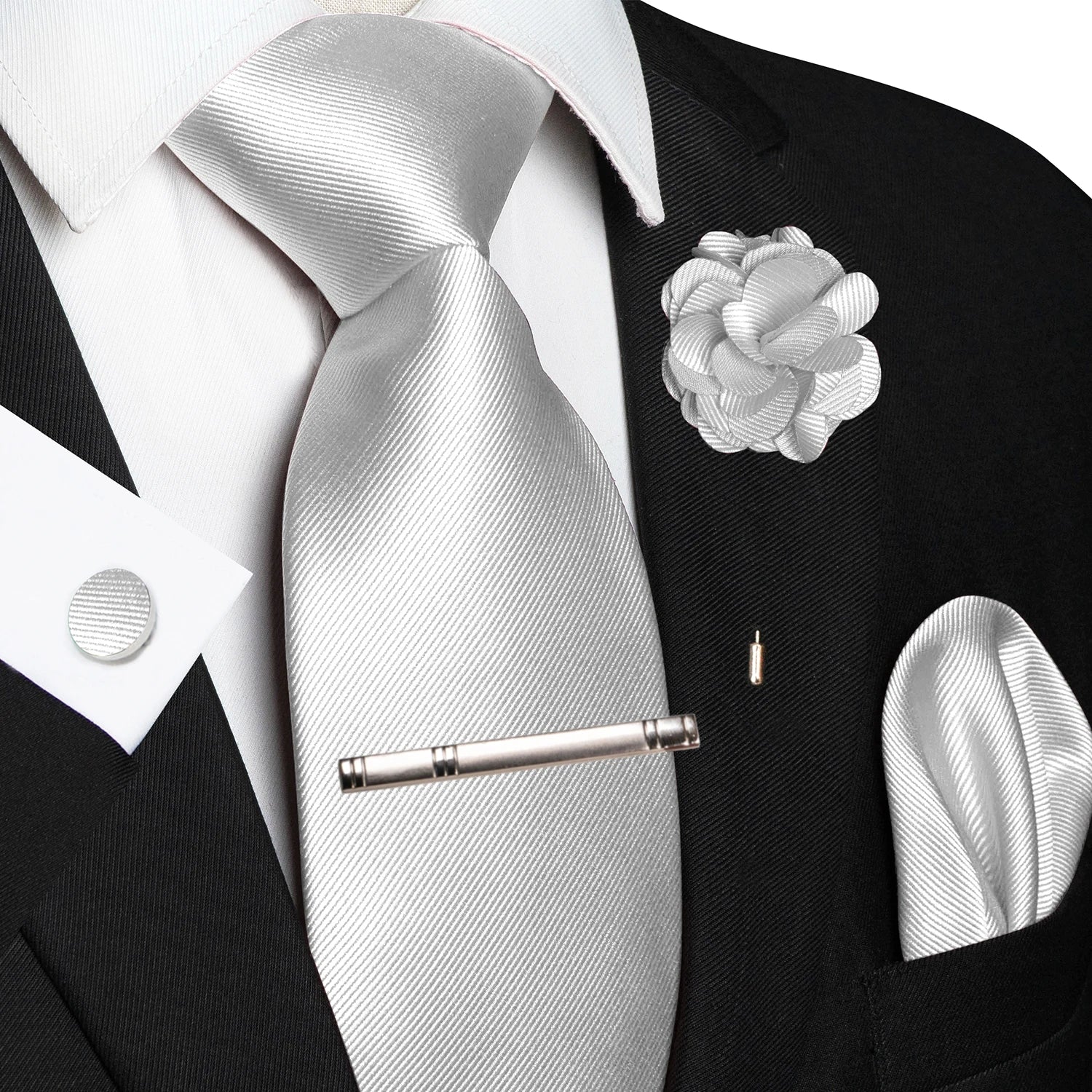JEMYGINS Blue Solid Wedding Tie For Men Handky Cufflink Brooch Gift Mens Elegant Necktie Fashion Business Party Dropshiping
