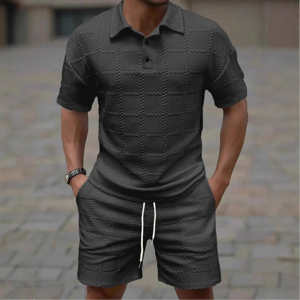 2025 Summer new fashion trend solid color comfortable fashion lightweight casual men's  short-sleeved  suit suit for men