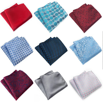 Fashion Plaid Print Pockets Square Wine Red for Man Business Office Wedding Gift Party Accessories Handkerchiefs