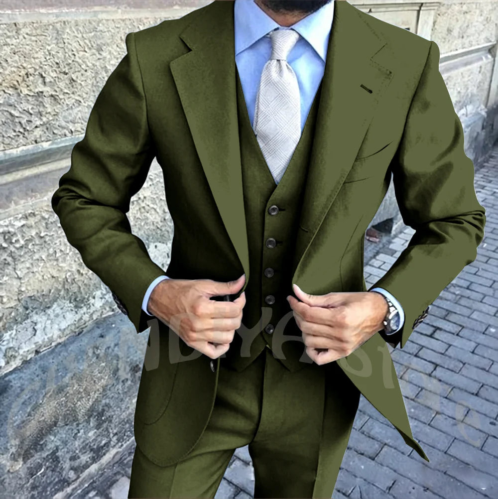 Latest Design Brown Man Work Suit Groom Tuxedos Notch Lapel Mens Business Suits Wedding  Dress Suit Sets (Jacket+Pants+Vest+Tie)