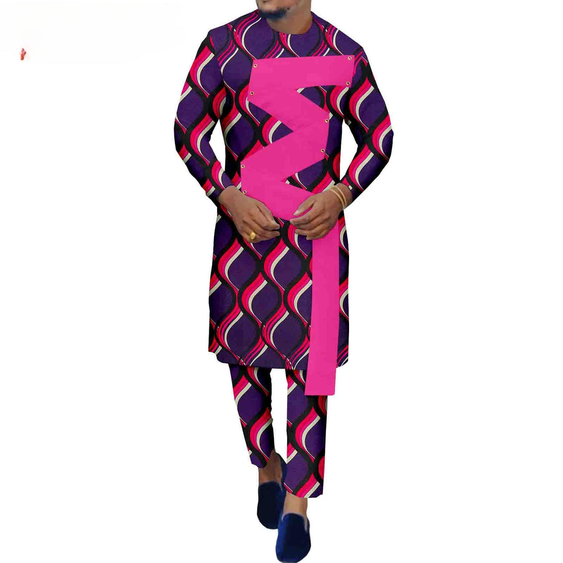 African Suits for Men Single Breasted Printed Blazer and Pants 2 Piece Set Dashiki Outfits Ankara Attire for Wedding A2216007