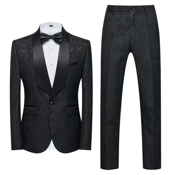 W-49 Men's evening dress, groom and best man, one button suit, two piece suit, large size, slim fit performance suit, wedding