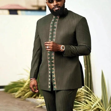 The  New African Men's Suit Is Selling Well. The Color-blocked Fashion Style Is Breathable, Casual and Versatile Suits for Men
