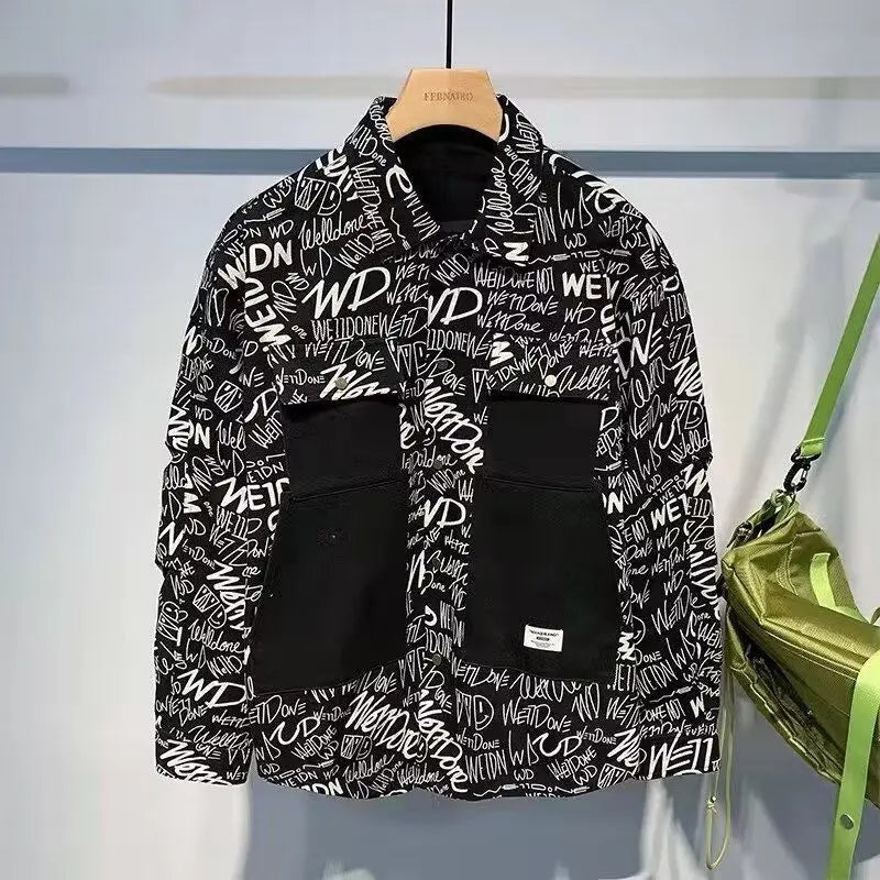 Trendy Men's Society Handsome Hong Kong Style Long-sleeved Shirts Handsome Trendy Brand Sleeve Floral Shirts