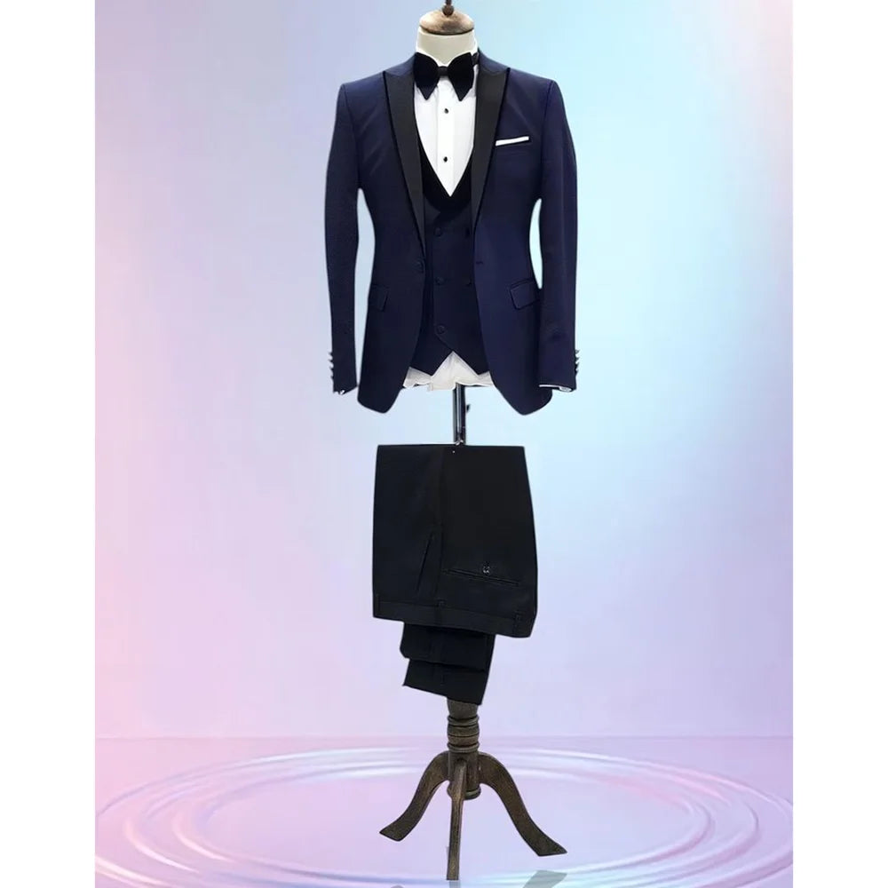 Men's Suit 3 Pieces Jacket Pants Vest Wedding Groom Tuxedo Luxury Chic Outfits Slim Fit Formal Occasion Male Clothing