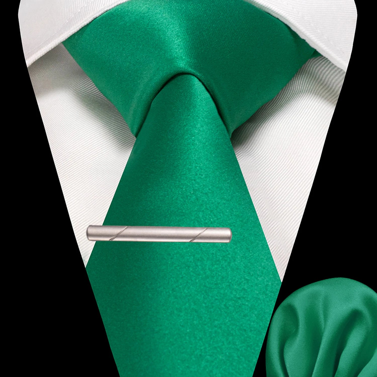 JEMYGINS Solid polyester Men Tie Handkerchief tie clip Set Blue Pink Mint Green Necktie for Wedding Party Business Accessories