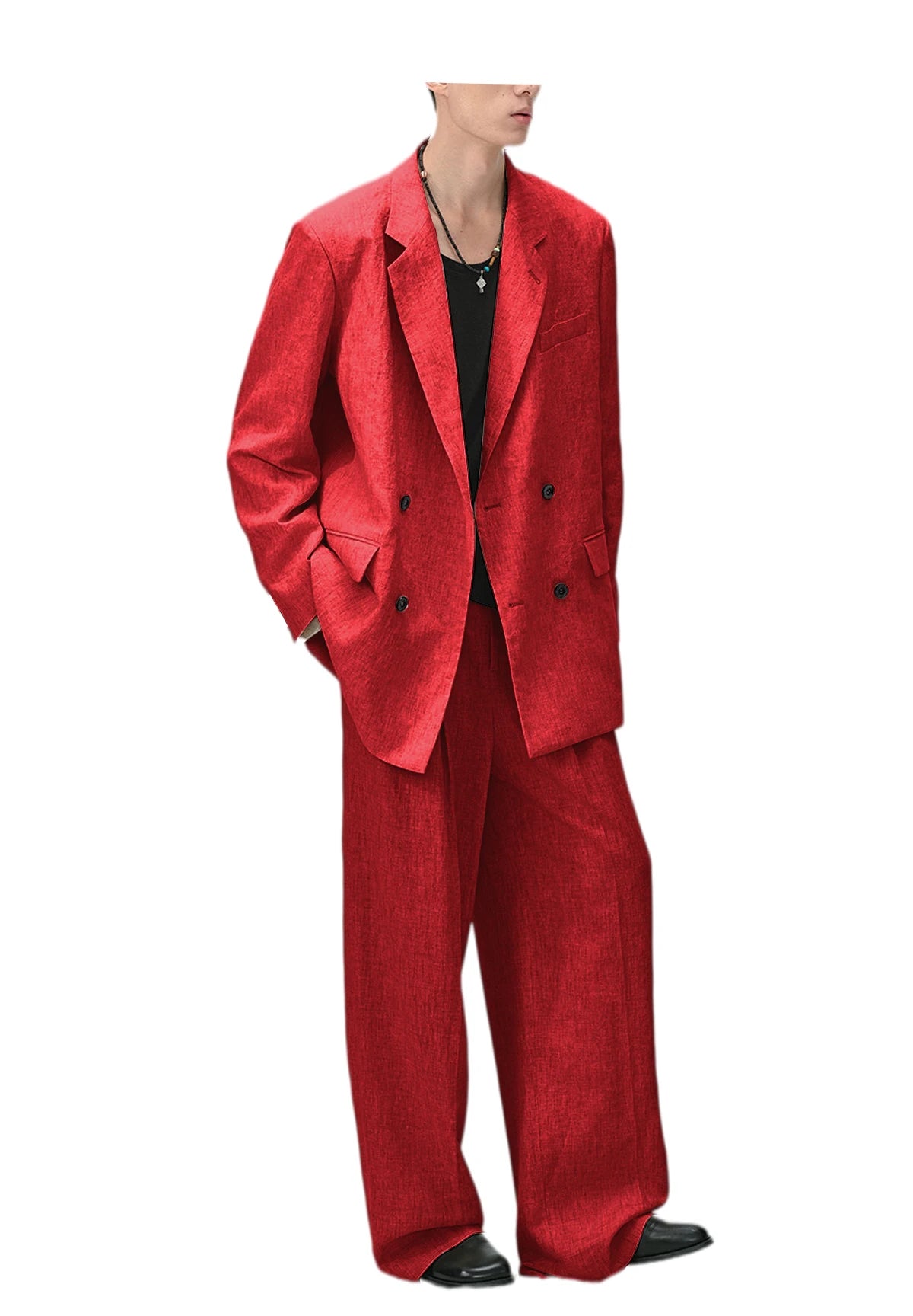 Men's Linen Suit 2-Piece Double Breasted Slim Fit Blazer Straight Leg Pants For Summer Casual Business Wedding Streetwear