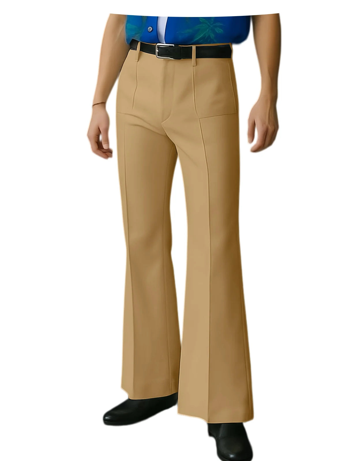 Vintage Men's Flare Pants High Waist Pleated Suit Trousers Formal Business Bell Bottom Pants For Casual Party Wedding Streetwear