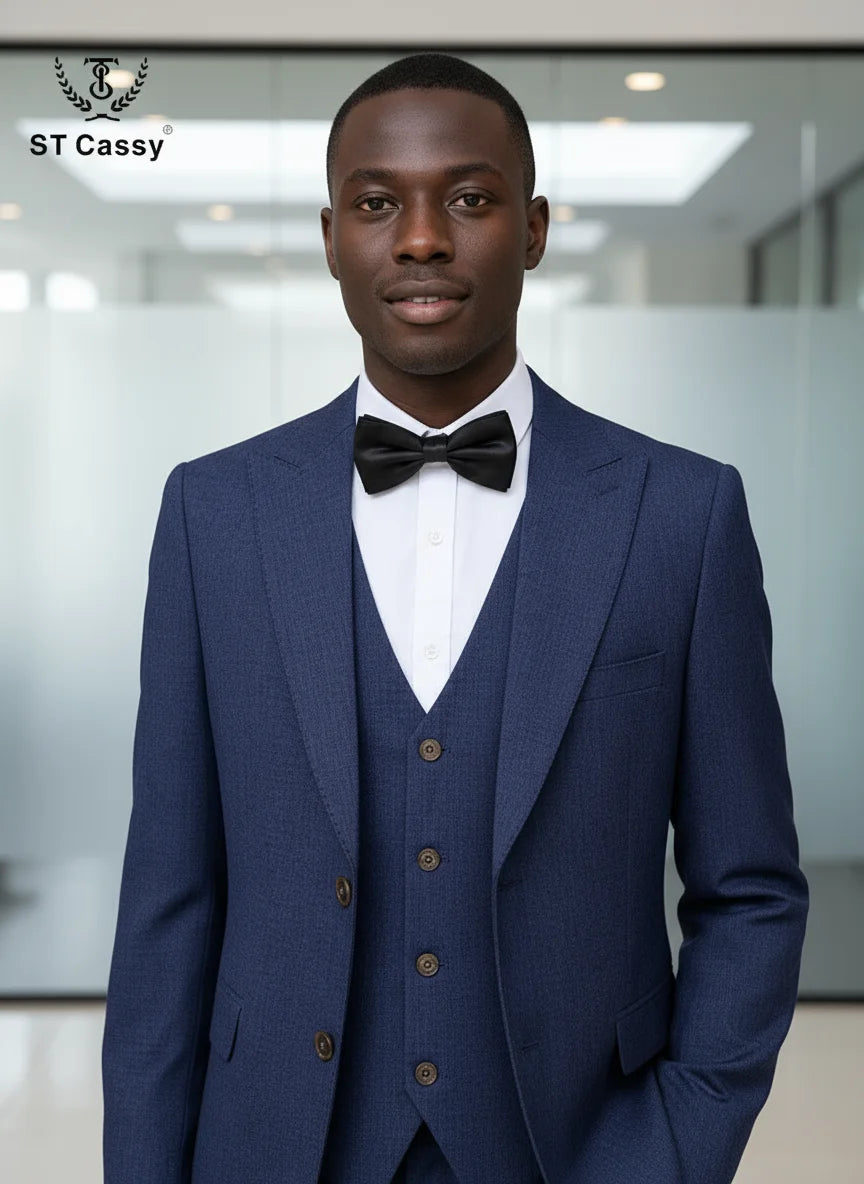 ST Cassy new 2 buttons on suit blue modern design mens office wear blazer coustime homme luxe Bead edge craftsmanship