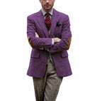 Men's Tweed Blazer Notched Lapel Wool Blend With Elbow Patches Casual Suit Jacket For Business Wedding Daily Wear Party