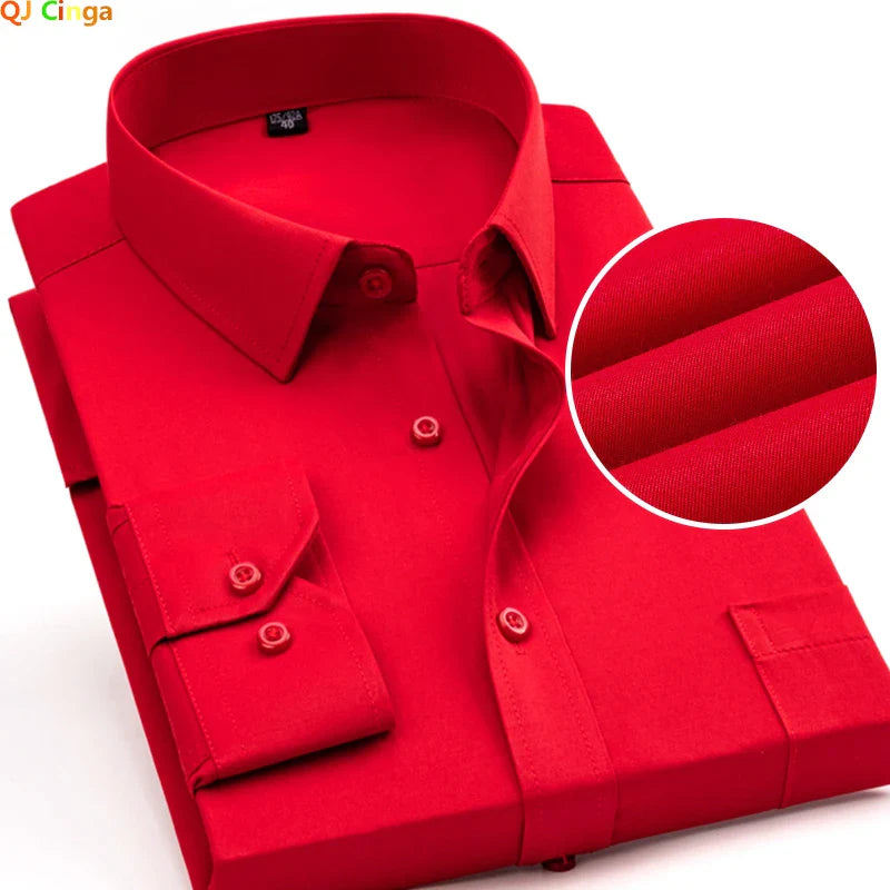 Camisa de manga larga de color rojo brillante