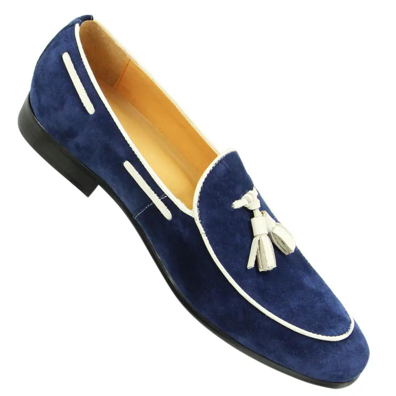 Penny Blue Loafer Men Shoes Fashion Tassel One-step Summer Casual Daily Office Shoes for Men Cow Suede High Quality Customized
