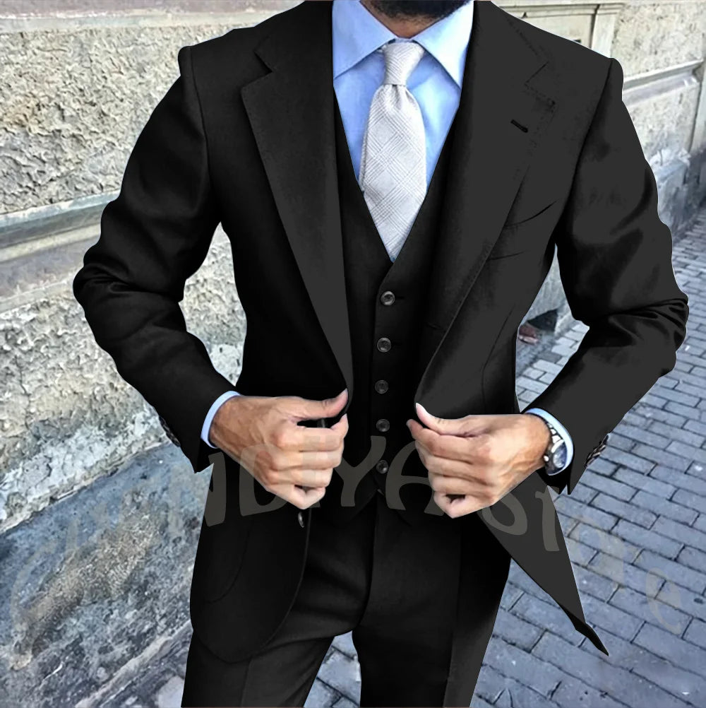 Latest Design Brown Man Work Suit Groom Tuxedos Notch Lapel Mens Business Suits Wedding  Dress Suit Sets (Jacket+Pants+Vest+Tie)