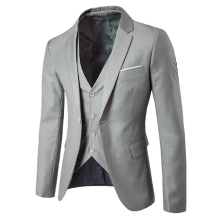 Men's Business Casual Pure Color Iron-Free Single-Breasted British Style Gentleman's Jacket Coat Casual Wear Professional Suit