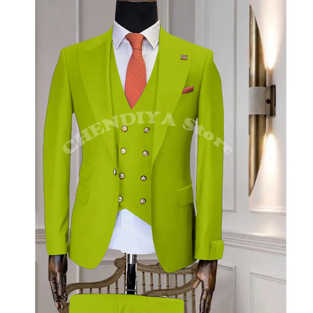 Navy Blue Business Suits Men Wedding Groom Tuxedo Single Breasted Notch Lapel Prom Party Slim Fit 3 Piece High Quality Outfit