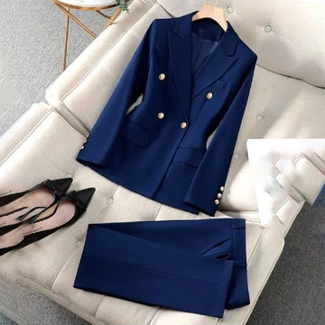Office Business Suits Set Chic Outfits Autumn Jacket Pants Smart Casual 2 Pieces Stripe Female Suit Trajes De Mujer Elegante