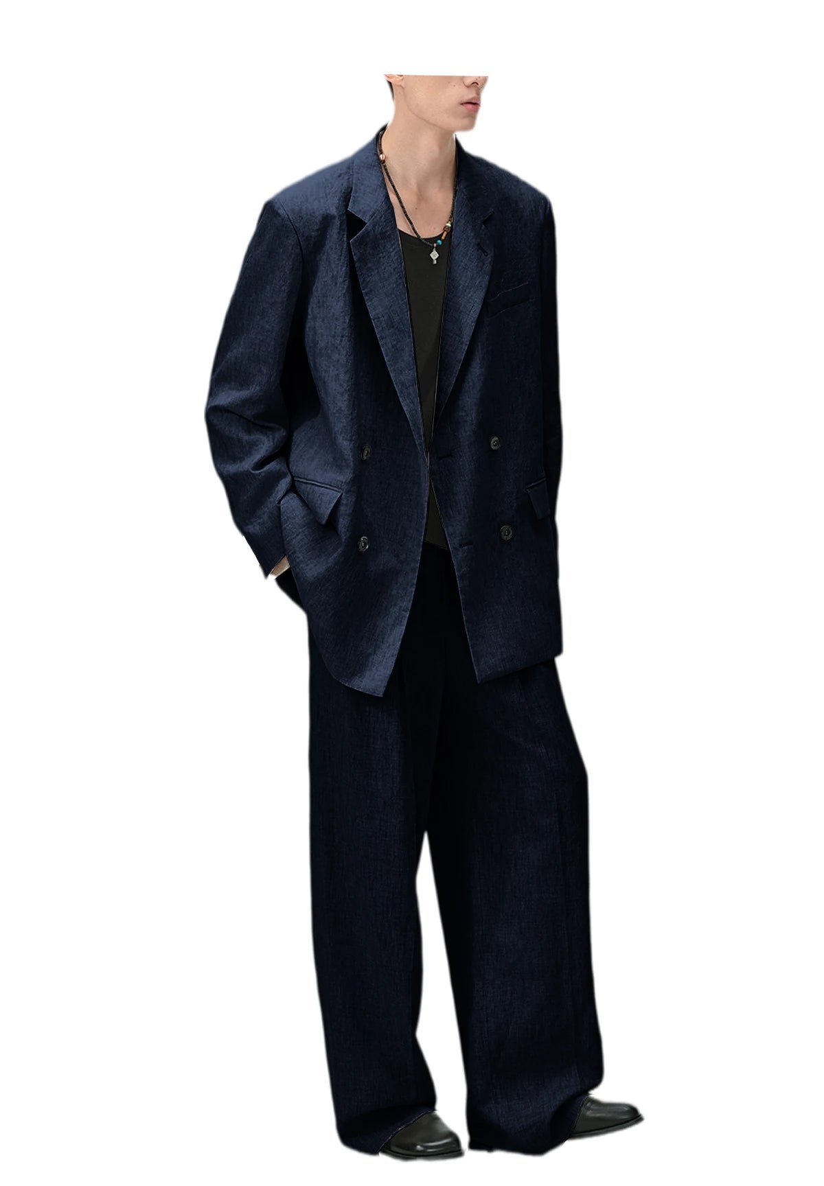 Men's Linen Suit 2-Piece Double Breasted Slim Fit Blazer Straight Leg Pants For Summer Casual Business Wedding Streetwear