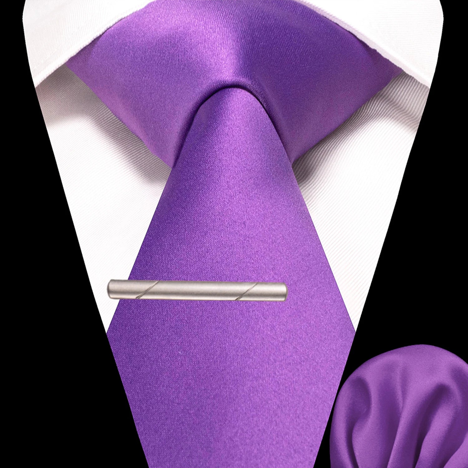 JEMYGINS Solid polyester Men Tie Handkerchief tie clip Set Blue Pink Mint Green Necktie for Wedding Party Business Accessories