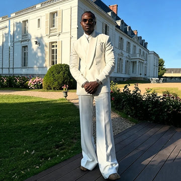 Customized White Men's Suit Blazer Set Wedding Groom Tuxedos 2 Pieces Jacket Pants Elegant Smoking Suits for Wedding/Business
