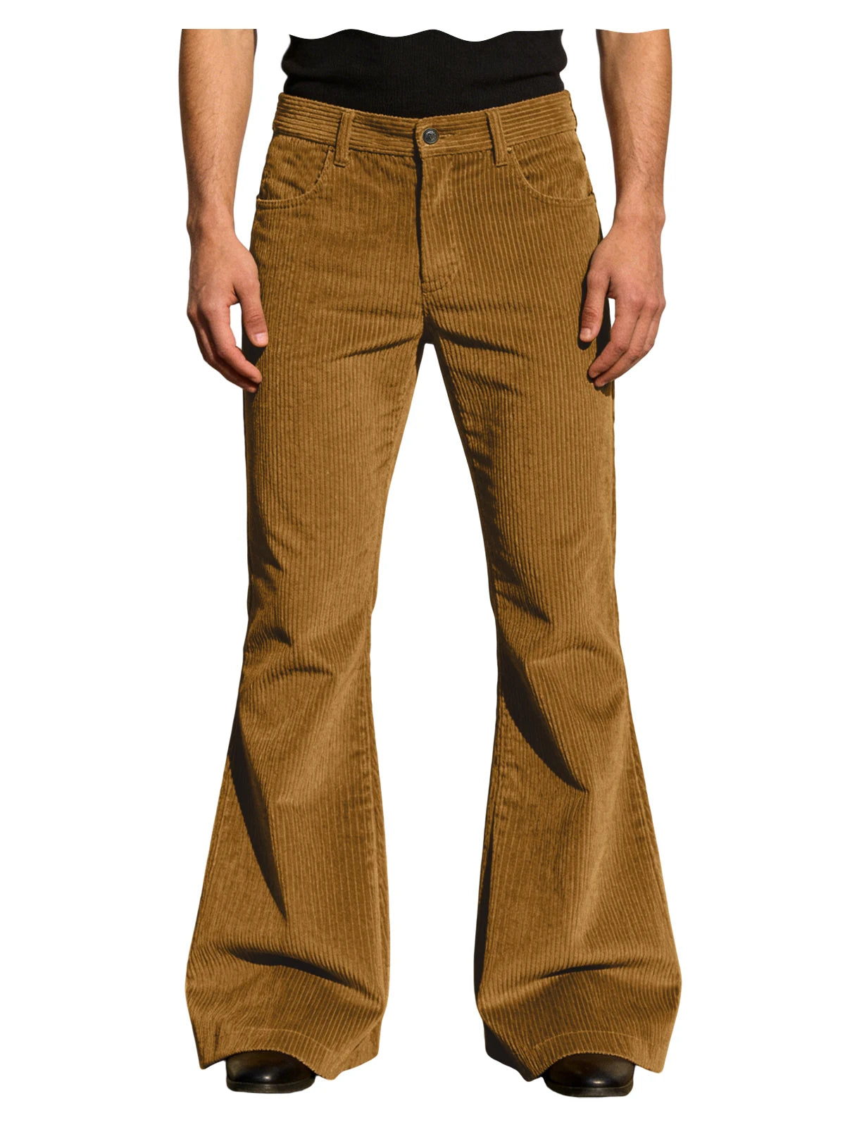 Men's Corduroy Flare Pants Vintage High Waist Bell Bottom Trousers Retro 70s Style Casual Pants for Daily Wear Streetwear