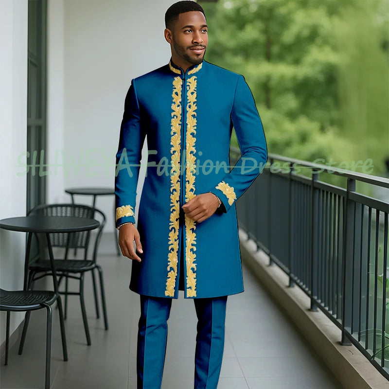 High Quality Men Retro Figure Slim Fit Tuxedo Prom Suit Fashion White Male Groom Wedding 2 Pieces Blazer Set