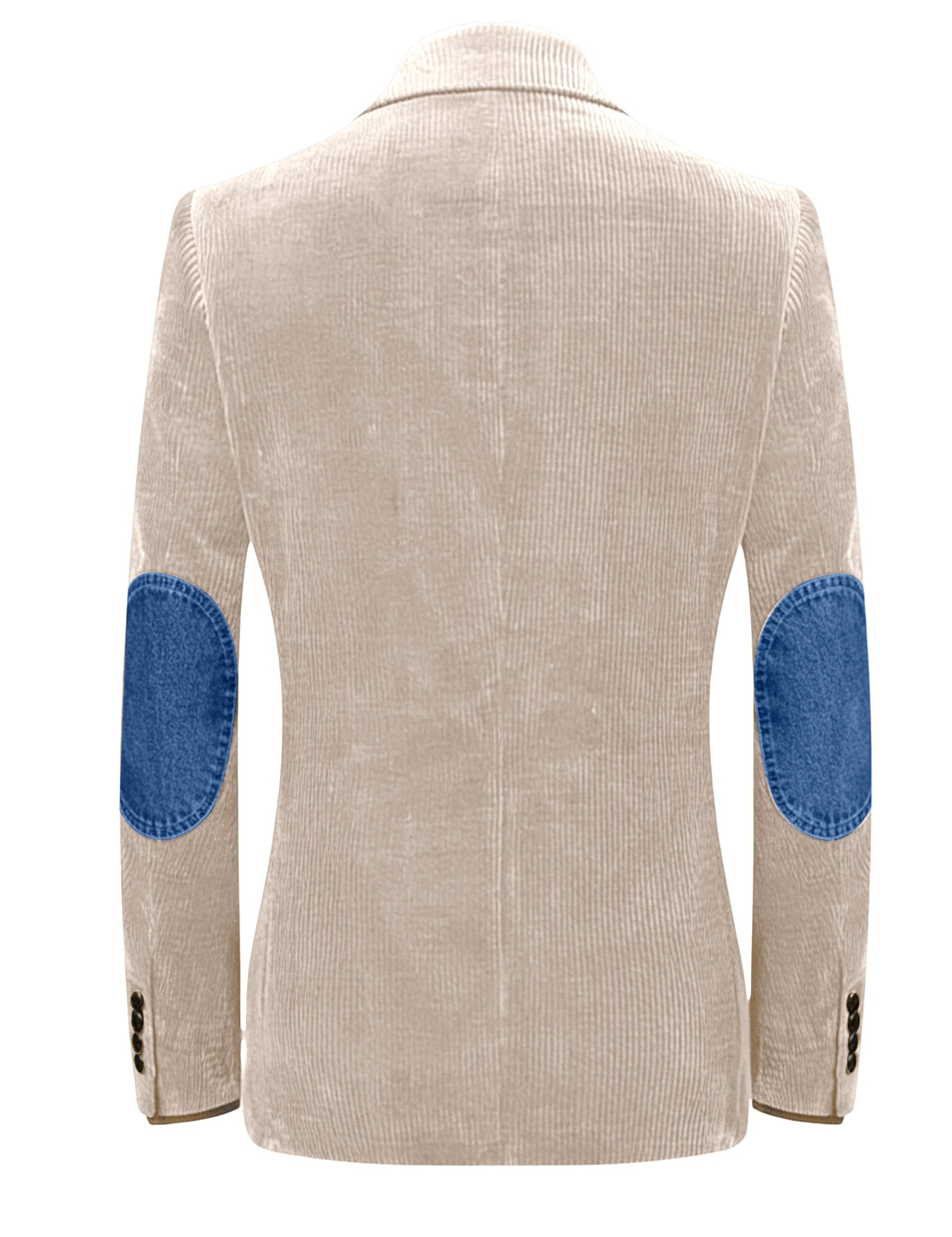 Vintage Men's Corduroy Blazer Jacket with Denim Elbow Patches Casual Business Notch Lapel Suit Sport Coats for Men Spring
