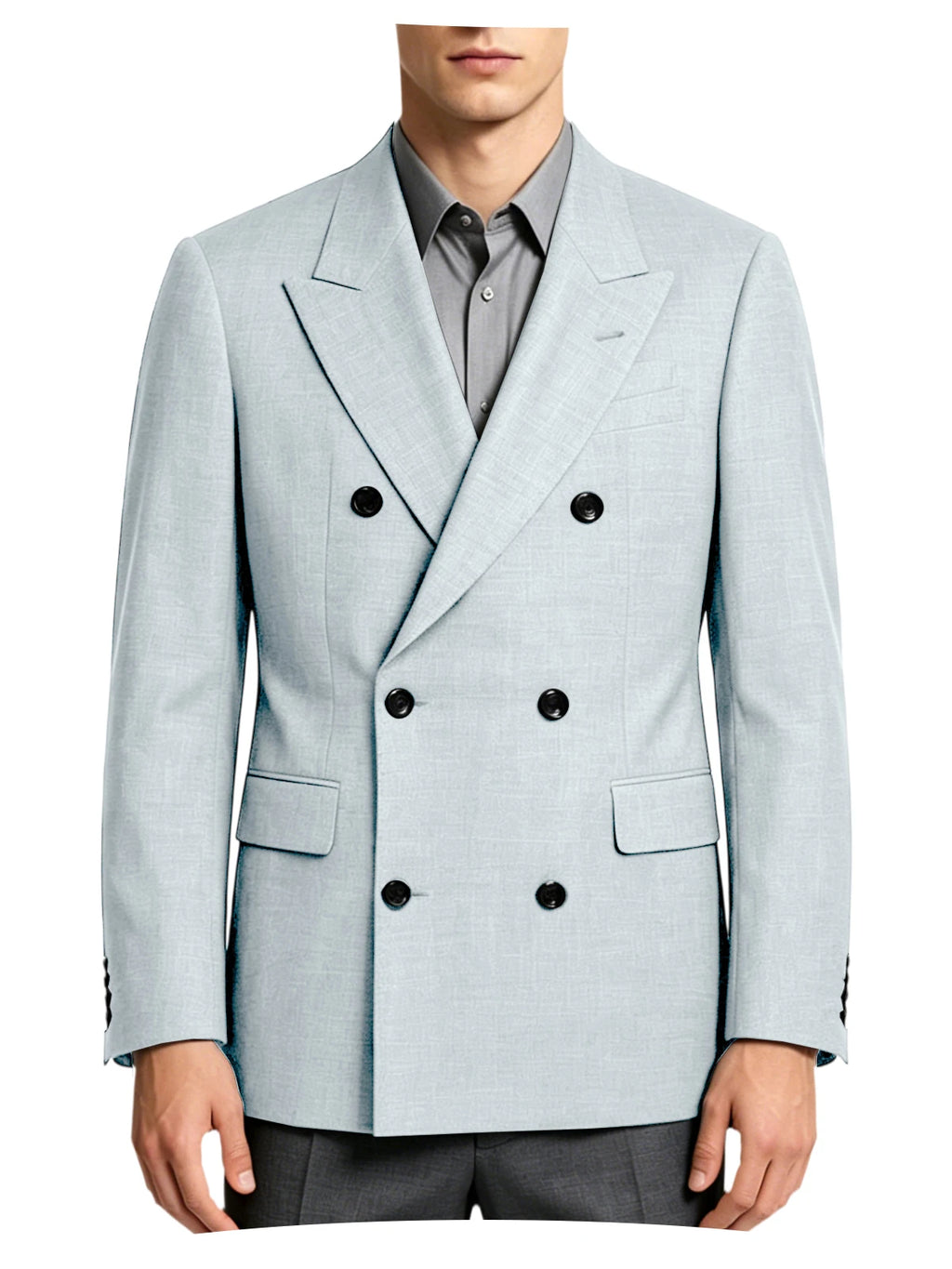 Men's Linen Blend Double Breasted Blazer Peak Lapel Breathable Wrinkle Resistant Business Suit Jacket For Wedding Daily Wear
