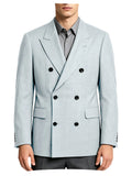 Men's Linen Blend Double Breasted Blazer Peak Lapel Breathable Wrinkle Resistant Business Suit Jacket For Wedding Daily Wear