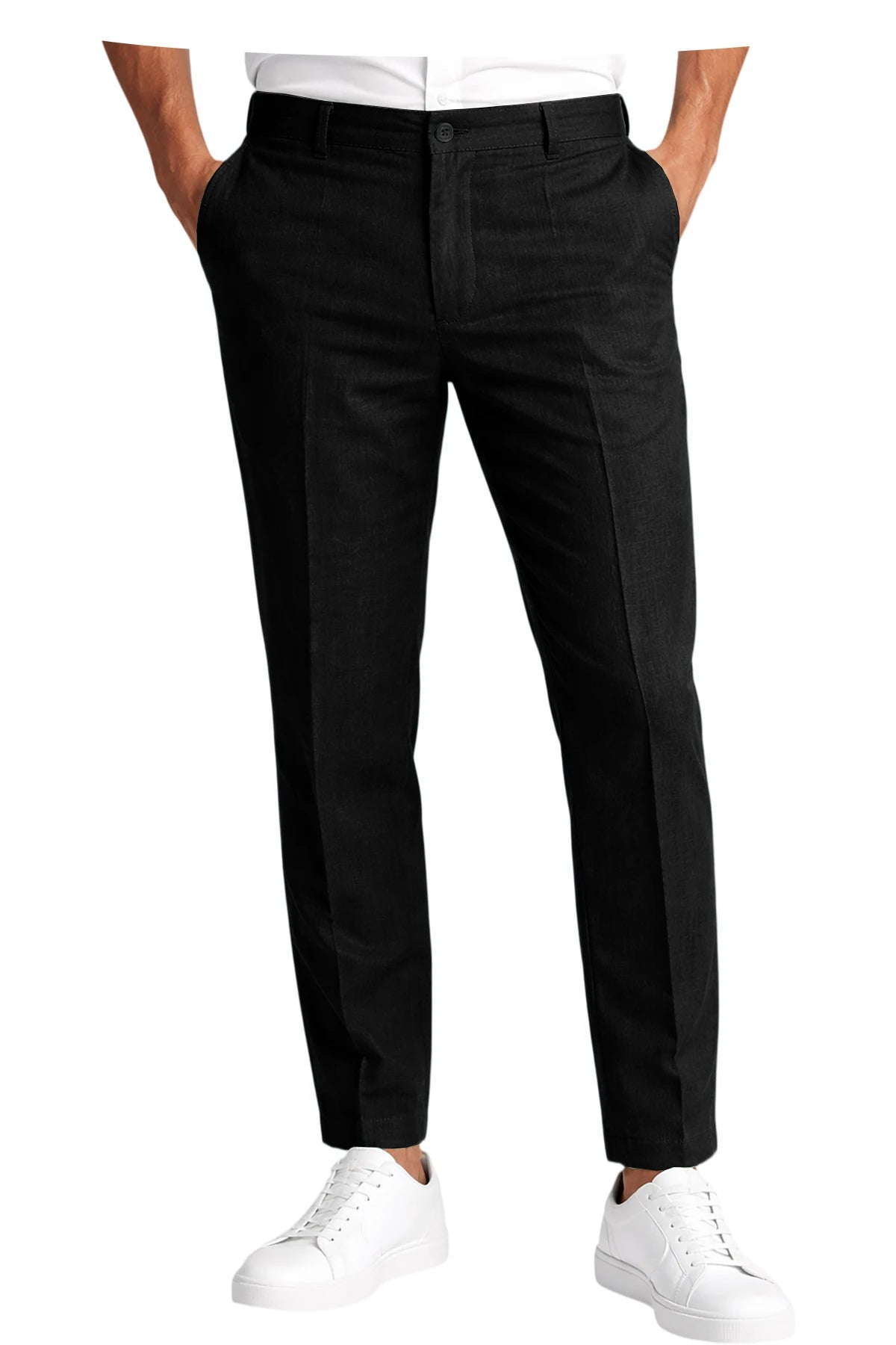 Men's Premium Linen Blend Pants Lightweight Slim Fit Wrinkle-Resistant Trousers Business Office Summer Casual Formal Wear