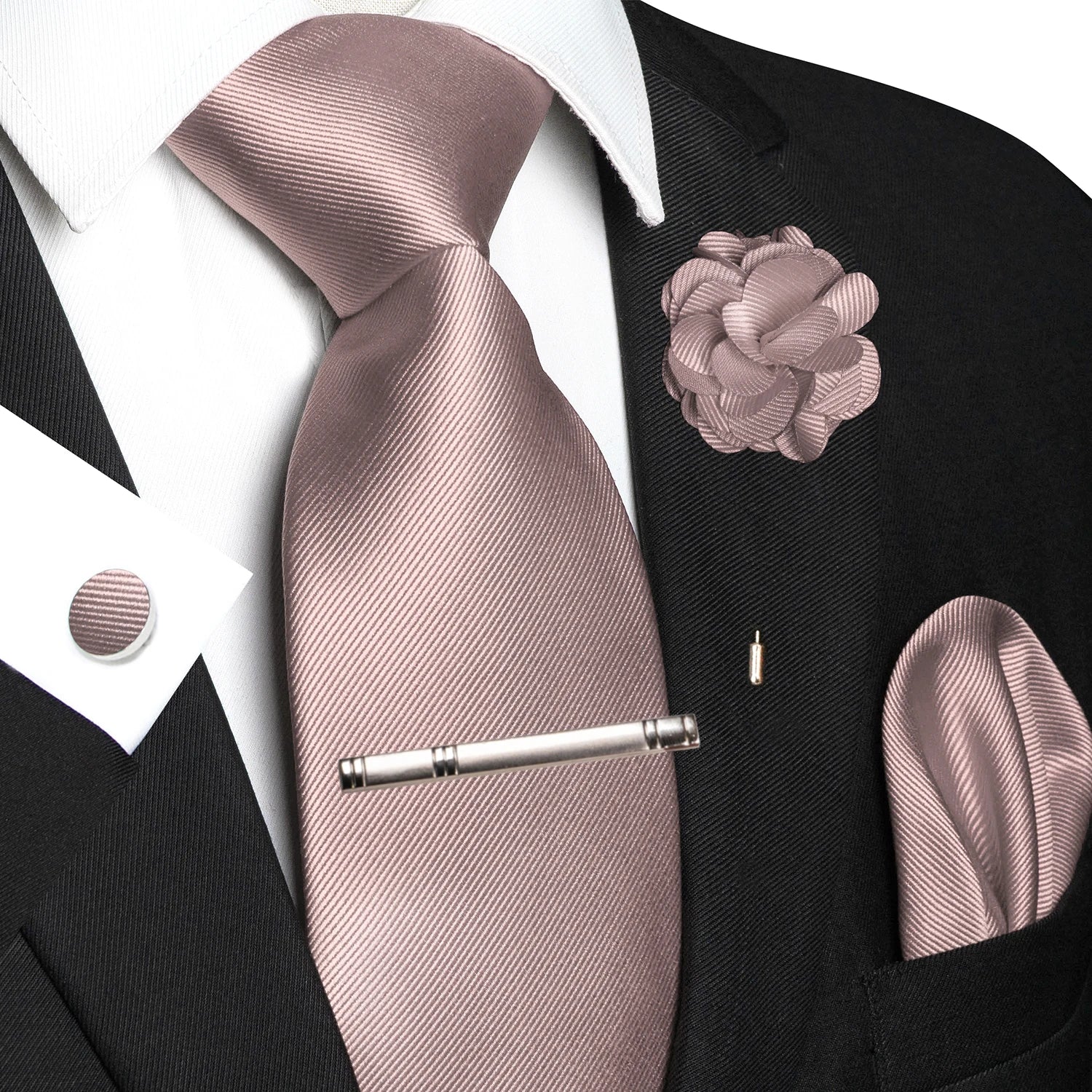 JEMYGINS Blue Solid Wedding Tie For Men Handky Cufflink Brooch Gift Mens Elegant Necktie Fashion Business Party Dropshiping