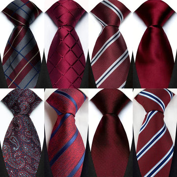 New Design Wedding 8CM Men Tie Dark Red Striped Paisley Flower Neckties For Men Business Party Groom Collar Accessories Gift