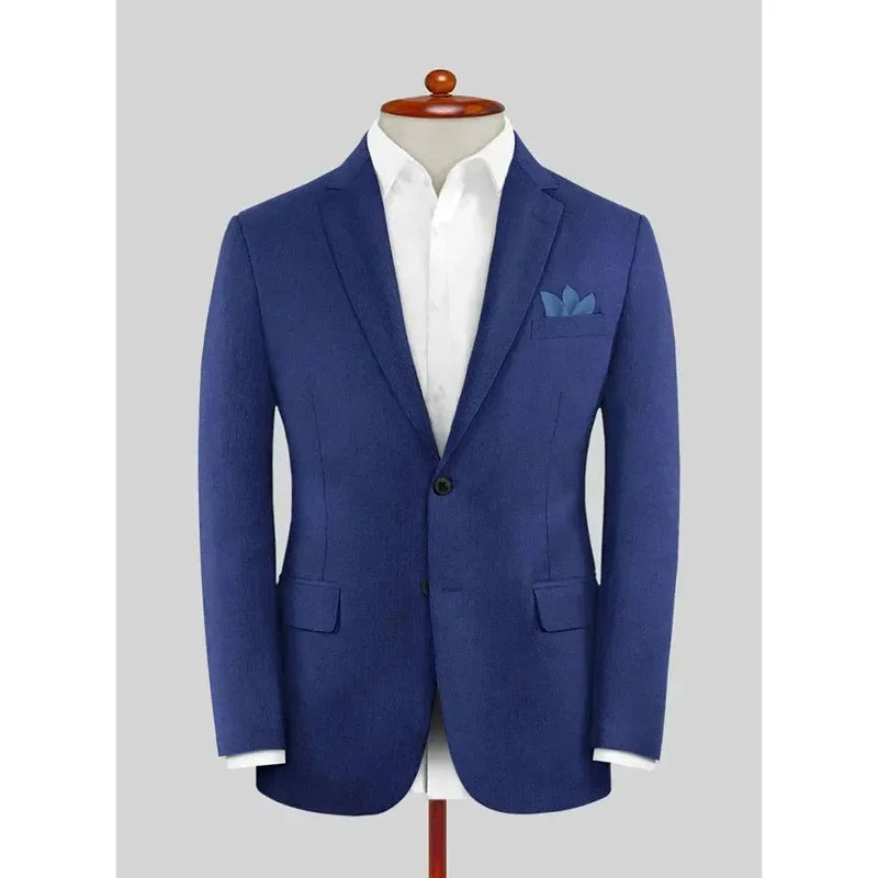 2 Piece Notch Lapel Single Breasted Blue Suits for Men Skinny  Jacket Pants Formal Business Blazer Slim Fit Costume Homme Terno