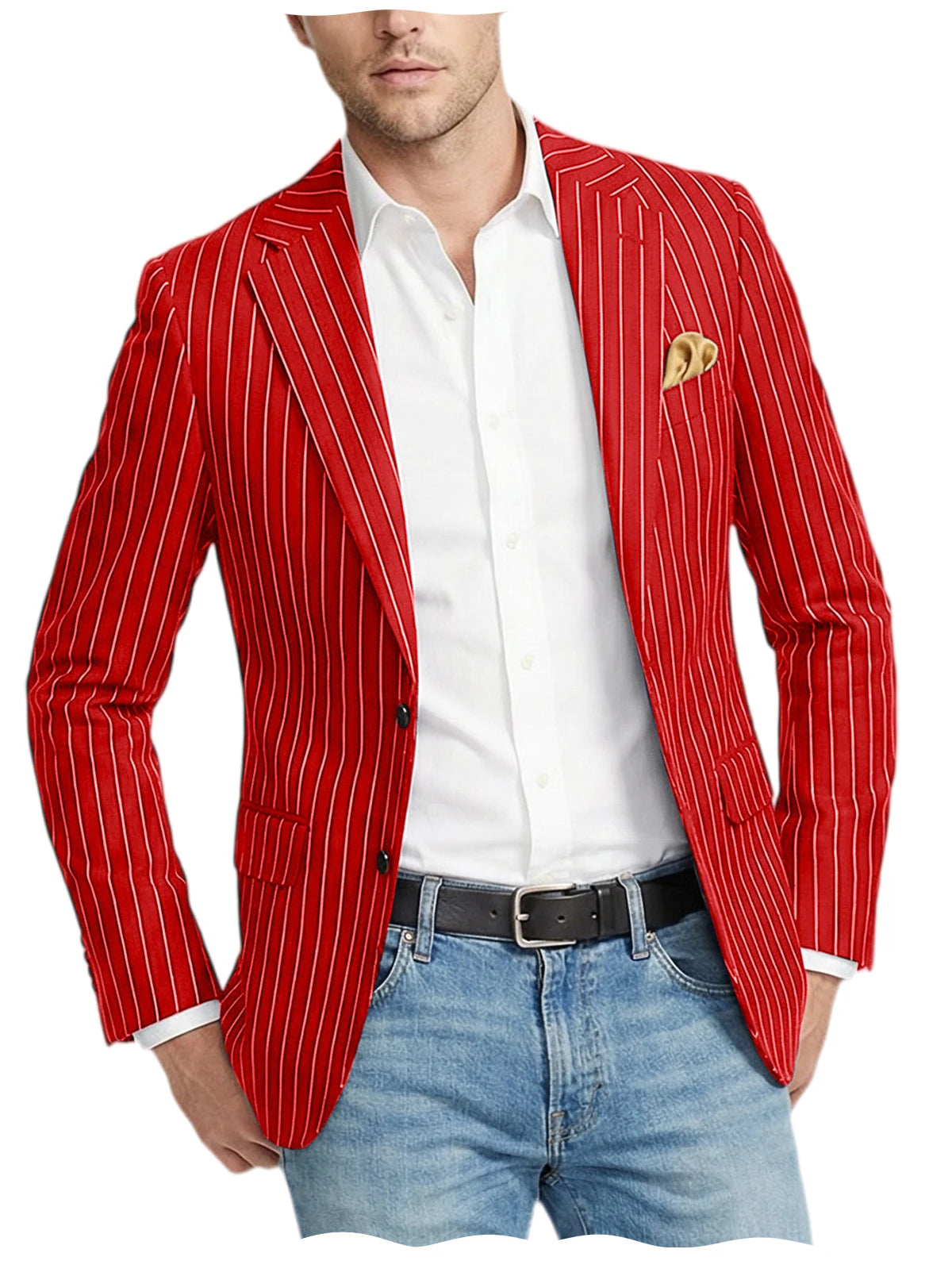 Men's Pinstripe Blazer Jacket Casual Slim Fit  Business Striped Blazer with Pocket Lightweight for Party Wedding Streetwear