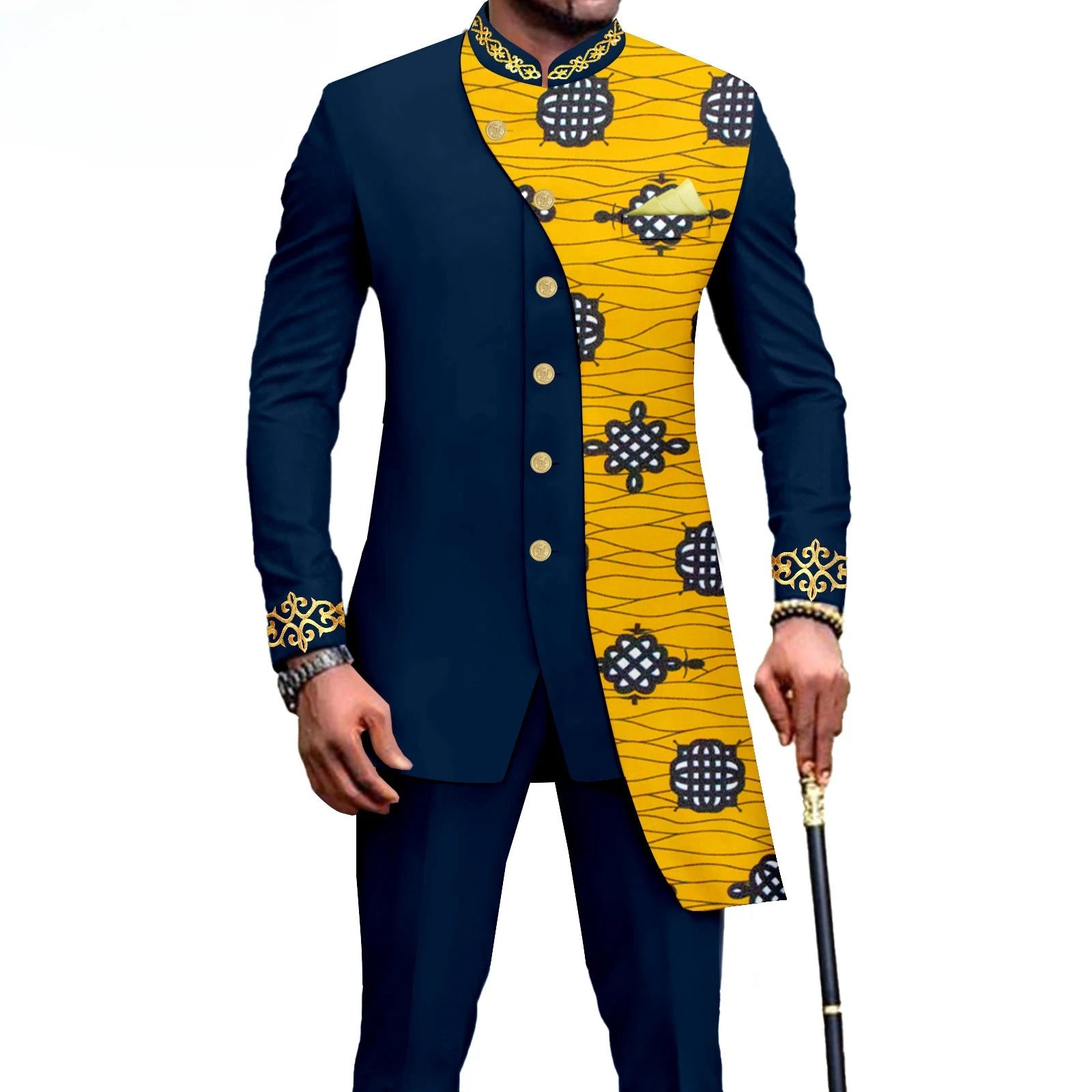 2025 New Best-selling African Ethnic Print Men's Slim-fitting Fashion Two-piece SetA 2316024  Clothes for Men