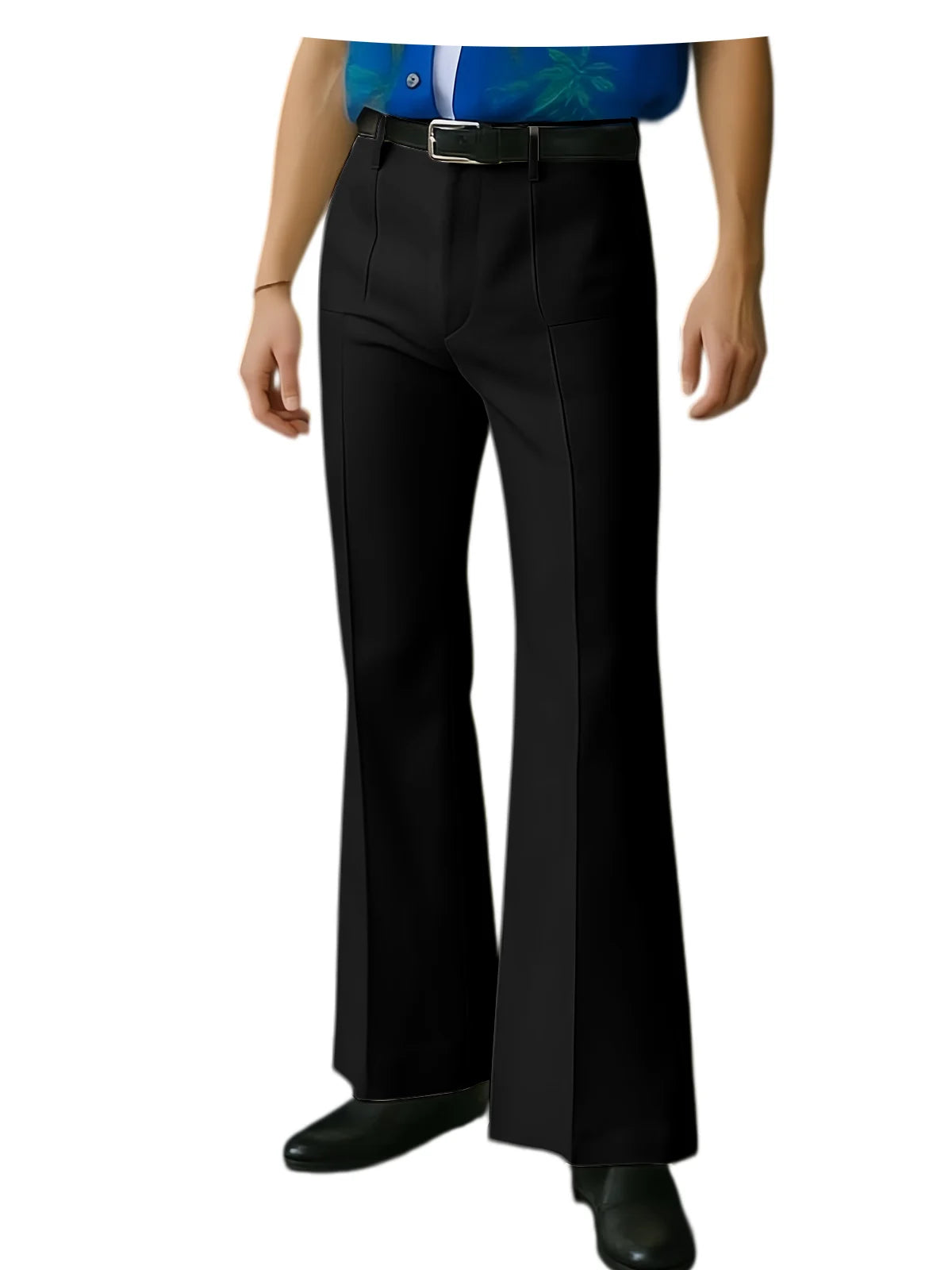Vintage Men's Flare Pants High Waist Pleated Suit Trousers Formal Business Bell Bottom Pants For Casual Party Wedding Streetwear