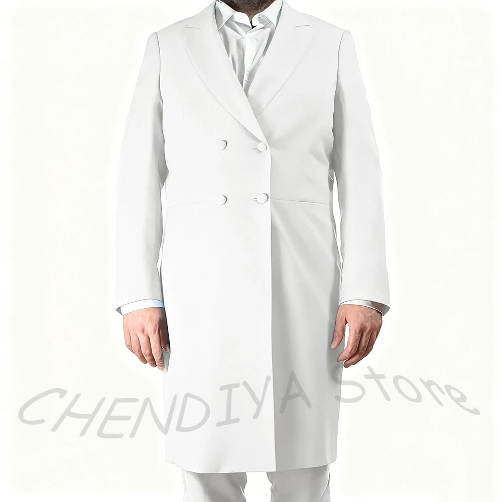 New Arrival Men's Suits Formal Two Piece Long Blazer Classic Double Breasted Daily Office Casual Male Costume Homme Jacket Pants