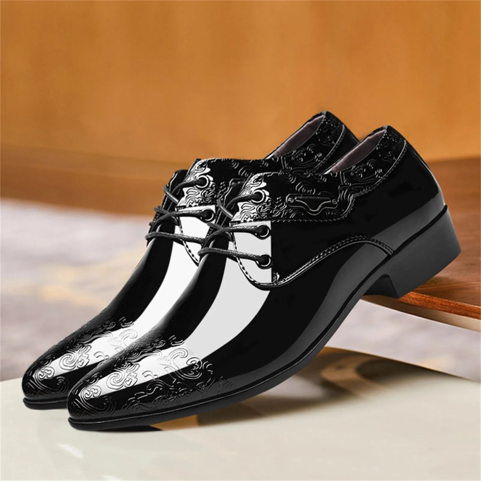 Mens Casual Business Shoes Formal Leather Shoes Lace Up Black Leather Men Wedding Party Office Oxford Shoes
