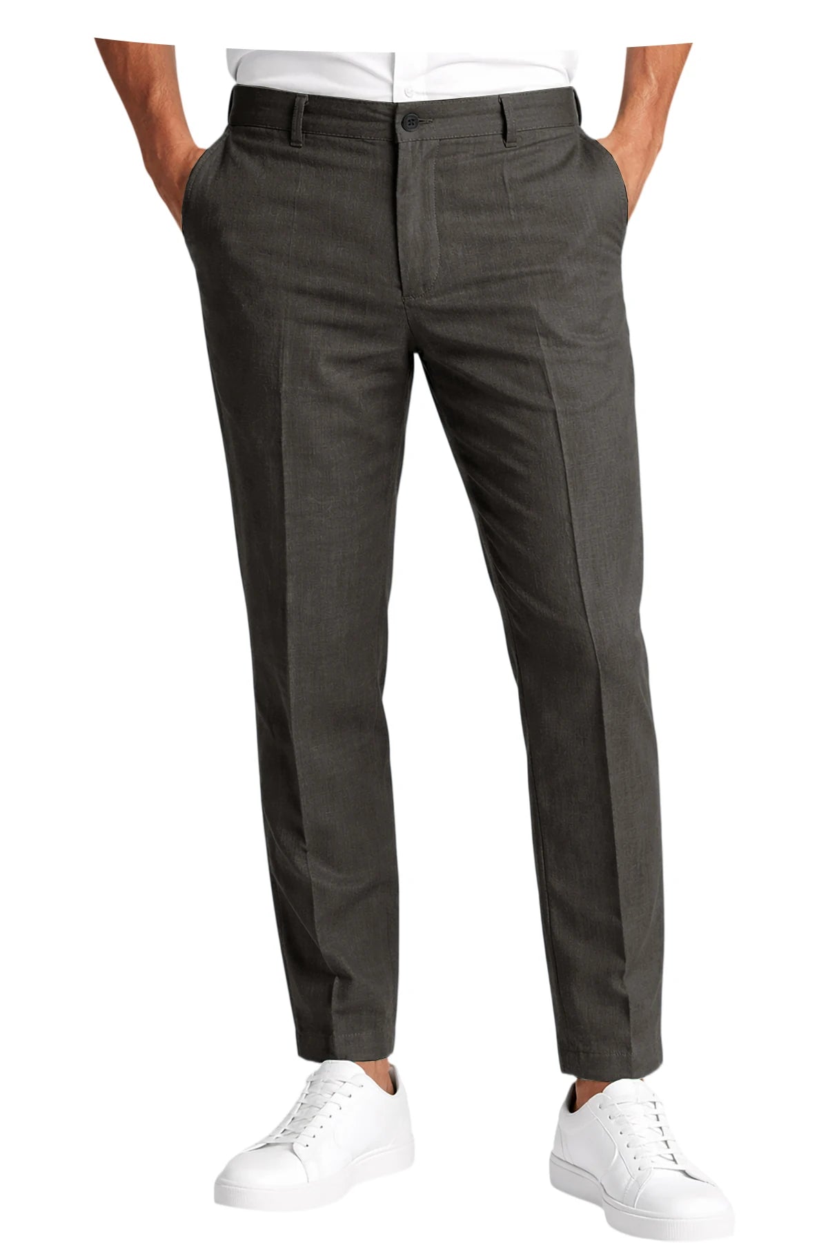 Men's Premium Linen Blend Pants Lightweight Slim Fit Wrinkle-Resistant Trousers Business Office Summer Casual Formal Wear