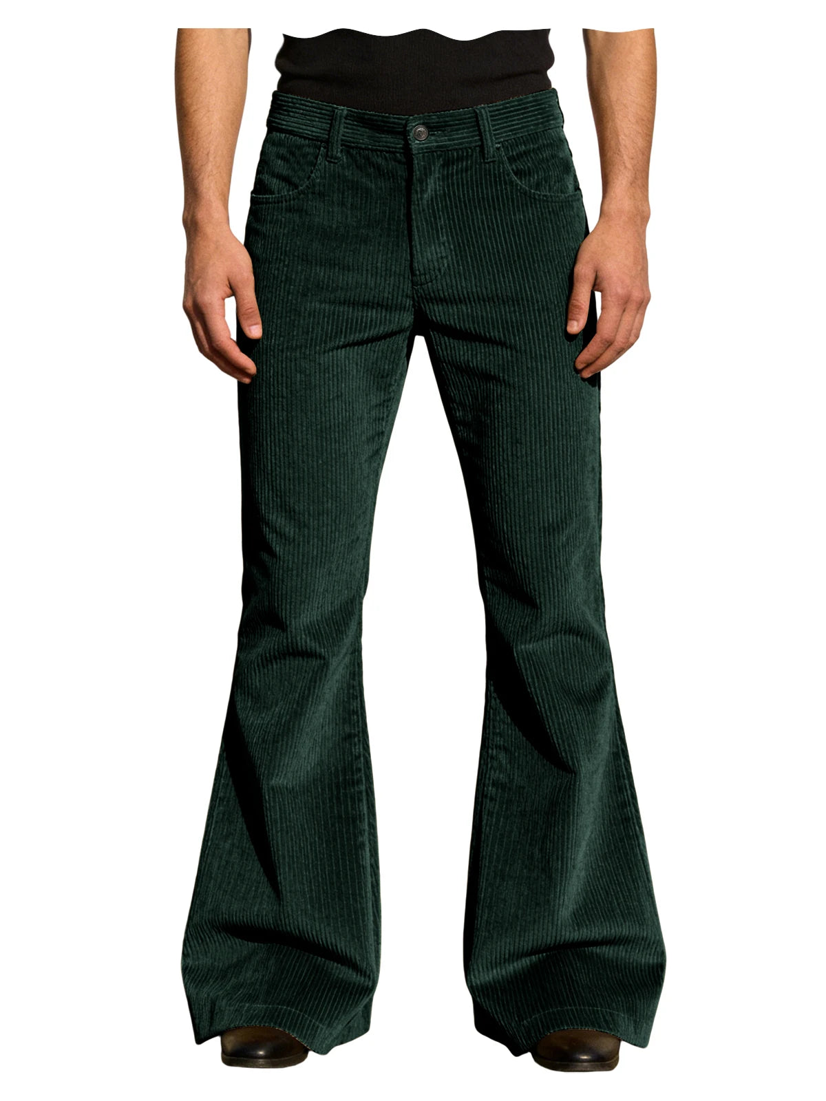 Men's Corduroy Flare Pants Vintage High Waist Bell Bottom Trousers Retro 70s Style Casual Pants for Daily Wear Streetwear