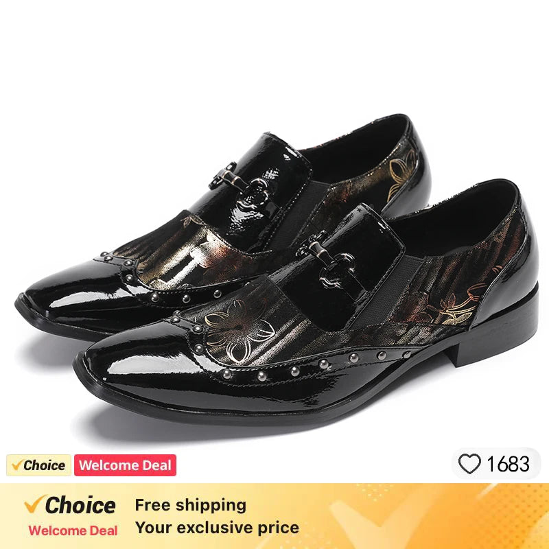 luxury man Evening dress shoes Men's Wedding Shoes Men's Loafers Paint Belt Buckle Dinner Shoes Brand Casual Shoes Color pattern