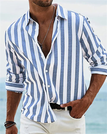 Fashion 2023 Chemise masculine à manches longues imprimé rayés Top Men Social Luxury Men's Wear Hawaiian Elegant Classic Fashion S-6XL