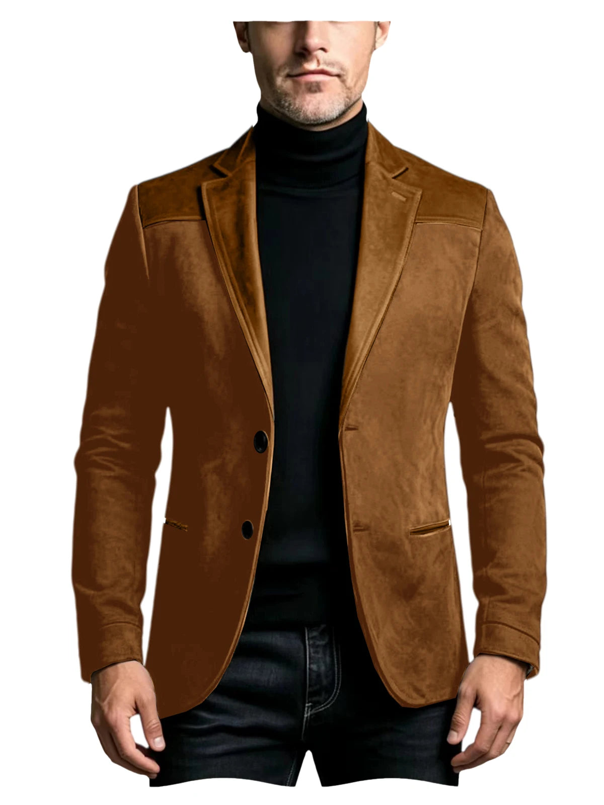 Men Suede Patchwork Lapel Blazer Slim Fit Color Block Suit Jacket Business Streetwear Outerwear For Party Daily Evening Outfits