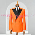 Double Breasted Men Slim Fit Suit 2 Pieces Jacket Pants Formal Occasion Tuxedo Business Casual Chic Outfits