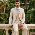 Formal Three Piece Men Suits Slim Fit High Quality Single Breasted O Neck Businesss Casual Party Gala Groom Wedding Set Outfit